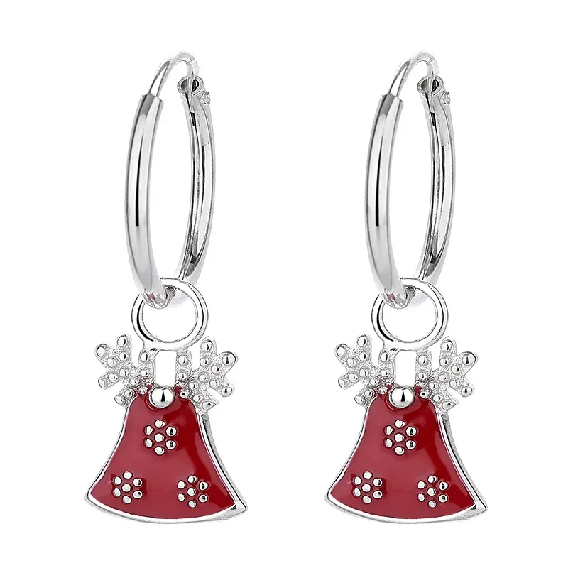 925 Sterling Silver Christmas Bell Snowflake Drop Hoop Earring 60300207 925 Sterling Silver Christmas Bell Snowflake Drop Hoop Earring 60300207