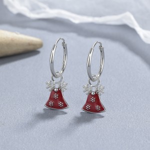925 Sterling Silver Christmas Bell Snowflake Drop Hoop Earring 60300207 925 Sterling Silver Christmas Bell Snowflake Drop Hoop Earring 60300207