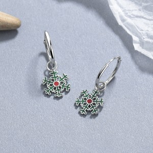 925 Sterling Silver Christmas Bell Snowflake Drop Hoop Earring 60300207 925 Sterling Silver Christmas Bell Snowflake Drop Hoop Earring 60300207