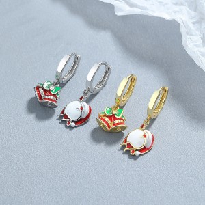 925 Sterling Silver Asymmetrical Bells Bows Hoop Earring 60300208 925 Sterling Silver Asymmetrical Bells Bows Hoop Earring 60300208