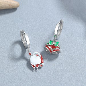 925 Sterling Silver Asymmetrical Bells Bows Hoop Earring 60300208 925 Sterling Silver Asymmetrical Bells Bows Hoop Earring 60300208