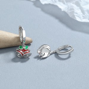 925 Sterling Silver Asymmetrical Bells Bows Hoop Earring 60300208 925 Sterling Silver Asymmetrical Bells Bows Hoop Earring 60300208