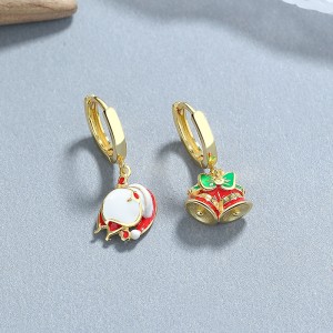 925 Sterling Silver Asymmetrical Bells Bows Hoop Earring 60300208 925 Sterling Silver Asymmetrical Bells Bows Hoop Earring 60300208