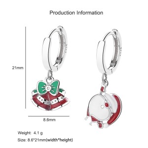 925 Sterling Silver Asymmetrical Bells Bows Hoop Earring 60300208 925 Sterling Silver Asymmetrical Bells Bows Hoop Earring 60300208