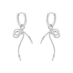 925 Sterling Silver Zirconia Bow Drop Hoop Earring 60300209 925 Sterling Silver Zirconia Bow Drop Hoop Earring 60300209
