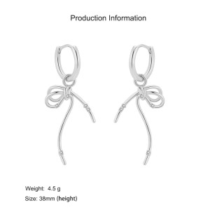 925 Sterling Silver Zirconia Bow Drop Hoop Earring 60300209 925 Sterling Silver Zirconia Bow Drop Hoop Earring 60300209