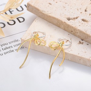 925 Sterling Silver Two-Tone Bow Drop Hoop Earring 60300210 925 Sterling Silver Two-Tone Bow Drop Hoop Earring 60300210