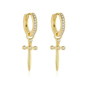 925 Sterling Silver Pave Zircon Dagger Drop Earrings 60300212 925 Sterling Silver Pave Zircon Dagger Drop Earrings 60300212
