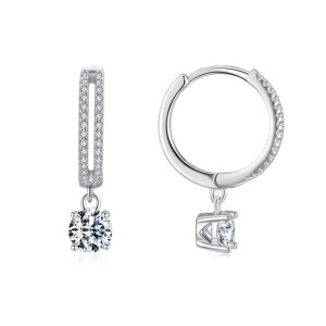 925 Sterling Silver Classic CZ Drop Hoop Earring 60300213