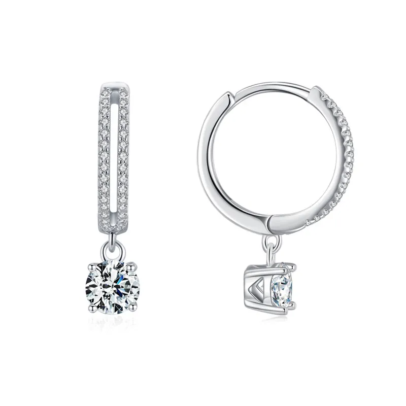 925 Sterling Silver Classic CZ Drop Hoop Earring 60300213
