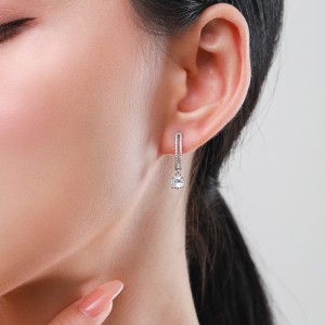 925 Sterling Silver Classic CZ Drop Hoop Earring 60300213