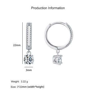 925 Sterling Silver Classic CZ Drop Hoop Earring 60300213