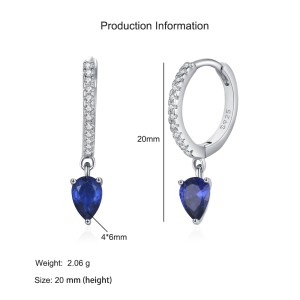 925 Sterling Silver Royal Blue Teardrop Zircon Hoop Earring 60300214 925 Sterling Silver Royal Blue Teardrop Zircon Hoop Earring 60300214