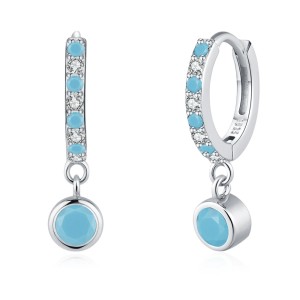 925 Sterling Silver French-Style Colorful Zircon Hoop Earring 60300215 925 Sterling Silver French-Style Colorful Zircon Hoop Earring 60300215