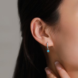 925 Sterling Silver French-Style Colorful Zircon Hoop Earring 60300215 925 Sterling Silver French-Style Colorful Zircon Hoop Earring 60300215