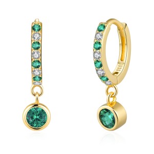 925 Sterling Silver French-Style Colorful Zircon Hoop Earring 60300215 925 Sterling Silver French-Style Colorful Zircon Hoop Earring 60300215