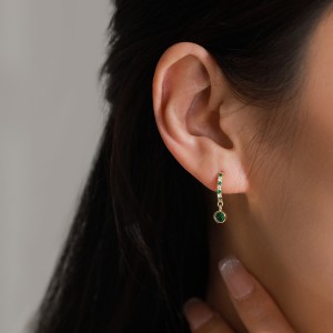 925 Sterling Silver French-Style Colorful Zircon Hoop Earring 60300215 925 Sterling Silver French-Style Colorful Zircon Hoop Earring 60300215