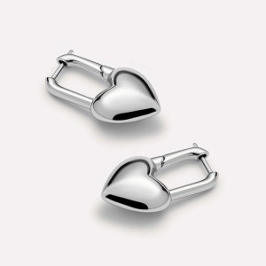925 Sterling Silver High-Polish Heart Padlock Huggie Hoop Earring 60300218 925 Sterling Silver High-Polish Heart Padlock Huggie Hoop Earring 60300218