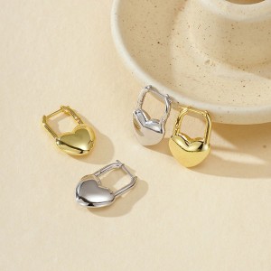 925 Sterling Silver High-Polish Heart Padlock Huggie Hoop Earring 60300218 925 Sterling Silver High-Polish Heart Padlock Huggie Hoop Earring 60300218