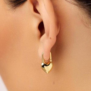 925 Sterling Silver High-Polish Heart Padlock Huggie Hoop Earring 60300218 925 Sterling Silver High-Polish Heart Padlock Huggie Hoop Earring 60300218