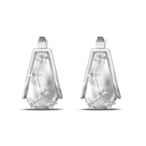 S925 Brushed Zirconia Star French Lock Earring 60400021