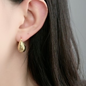 925 Sterling Silver Waterdrop French Lock Hoop Earring 60400022