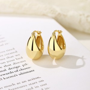 925 Sterling Silver Waterdrop French Lock Hoop Earring 60400022