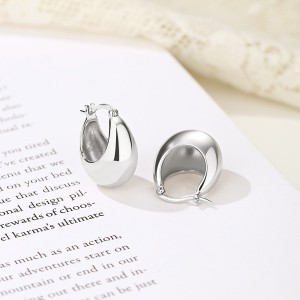 925 Sterling Silver Waterdrop French Lock Hoop Earring 60400022