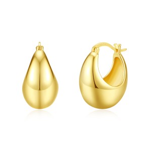 925 Sterling Silver Waterdrop French Lock Hoop Earring 60400022