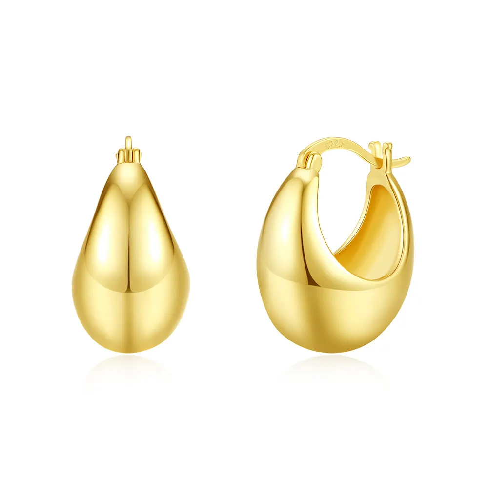 925 Sterling Silver Waterdrop French Lock Hoop Earring 60400022