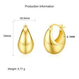 925 Sterling Silver Waterdrop French Lock Hoop Earring 60400022