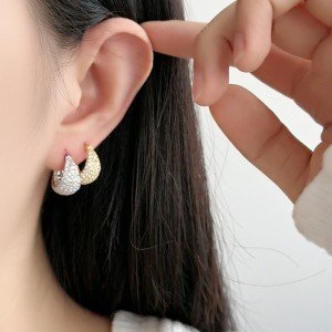 925 Sterling Silver Zirconia Waterdrop French Lock Earring 60400023