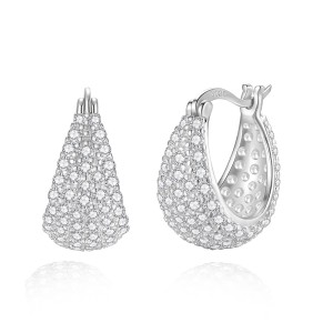925 Sterling Silver Zirconia Waterdrop French Lock Earring 60400023