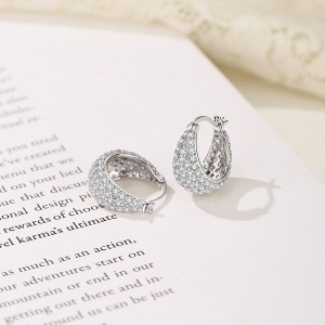 925 Sterling Silver Zirconia Waterdrop French Lock Earring 60400023