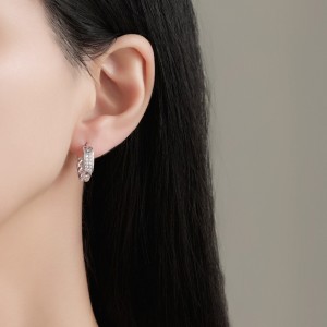 925 Sterling Silver Braided French Lock Hoop Earring 60400024