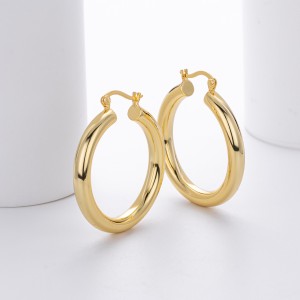 925 Sterling Silver Hiphop Punk Thick Tube Hoop Earrings 60400026