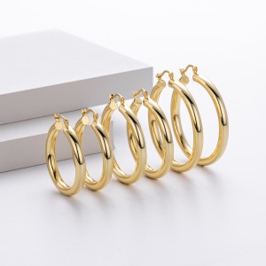 925 Sterling Silver Hiphop Punk Thick Tube Hoop Earrings 60400026