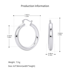 925 Sterling Silver Hiphop Punk Thick Tube Hoop Earrings 60400026