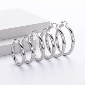 925 Sterling Silver Hiphop Punk Thick Tube Hoop Earrings 60400026