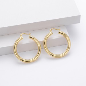 925 Sterling Silver Hiphop Punk Thick Tube Hoop Earrings 60400026