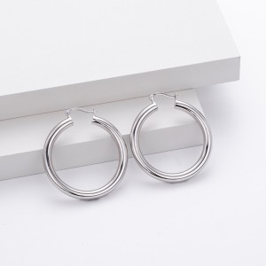 925 Sterling Silver Hiphop Punk Thick Tube Hoop Earrings 60400026