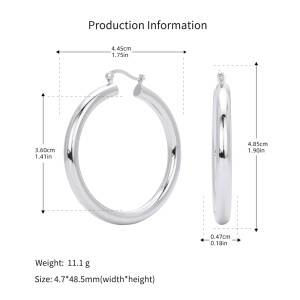 925 Sterling Silver Hiphop Punk Thick Tube Hoop Earrings 60400026