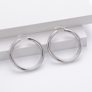 925 Sterling Silver Hiphop Punk Thick Tube Hoop Earrings 60400026