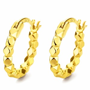 925 Sterling Silver Broken Silver Faceted Hoop Earrings 60400027 925 Sterling Silver Broken Silver Faceted Hoop Earrings 60400027