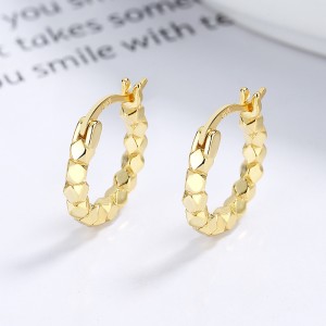 925 Sterling Silver Broken Silver Faceted Hoop Earrings 60400027 925 Sterling Silver Broken Silver Faceted Hoop Earrings 60400027