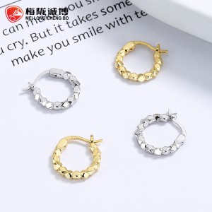 925 Sterling Silver Broken Silver Faceted Hoop Earrings 60400027 925 Sterling Silver Broken Silver Faceted Hoop Earrings 60400027