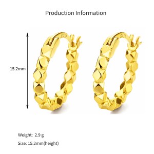 925 Sterling Silver Broken Silver Faceted Hoop Earrings 60400027 925 Sterling Silver Broken Silver Faceted Hoop Earrings 60400027