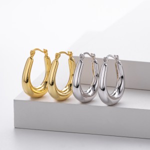925 Sterling Silver Elongated Oval Huggie Hoop Earrings 60400028 925 Sterling Silver Elongated Oval Huggie Hoop Earrings 60400028