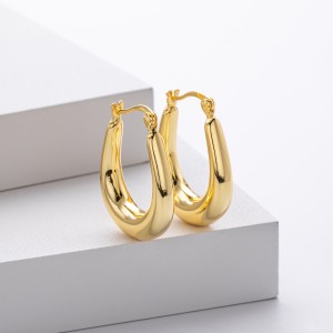 925 Sterling Silver Elongated Oval Huggie Hoop Earrings 60400028 925 Sterling Silver Elongated Oval Huggie Hoop Earrings 60400028