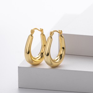 925 Sterling Silver Elongated Oval Huggie Hoop Earrings 60400028 925 Sterling Silver Elongated Oval Huggie Hoop Earrings 60400028